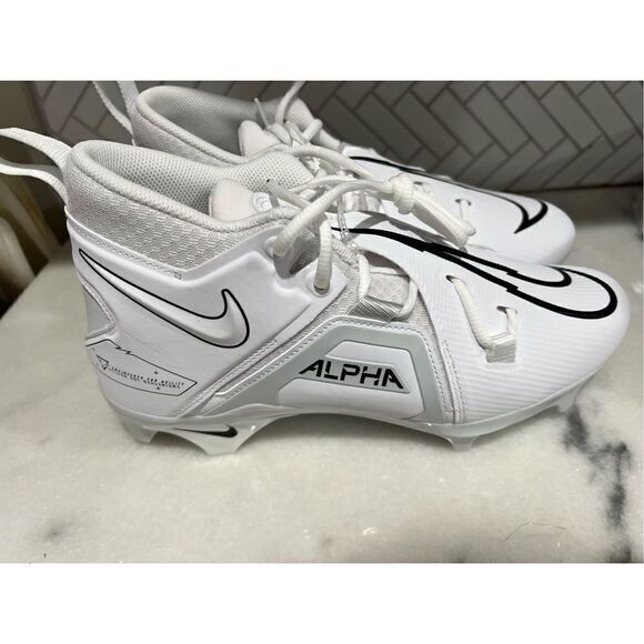 Nike Alpha Menace Pro 3 White Black Football Cleats Men's CT6649-105 size 9